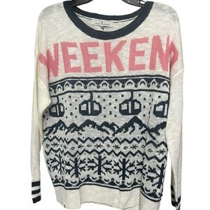 Simply Southern Weekend Sweater - Pink and Navy - size - S/M